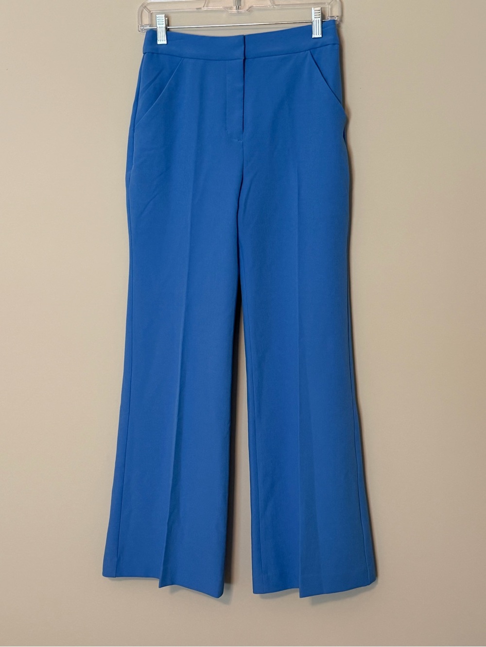 Express Editor High Waisted Flare Trousers Blue Size 0S Signature Stretch NWT